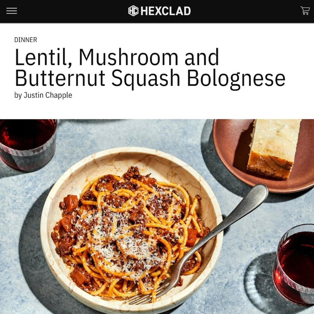 Lentil, Mushroom and Butternut Squash Bolognese recipe